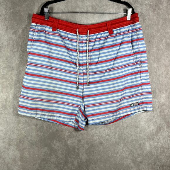 Southern Marsh Swim Shorts Trunks Mens Medium Blue Red Striped Drawstring - Picture 2 of 10